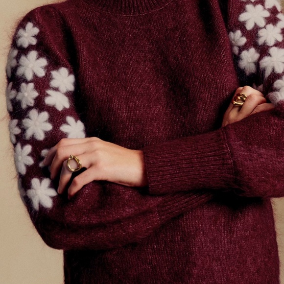 Sezane Sweaters - Sezane Luke Jumper Burgundy / Ecru - Size S